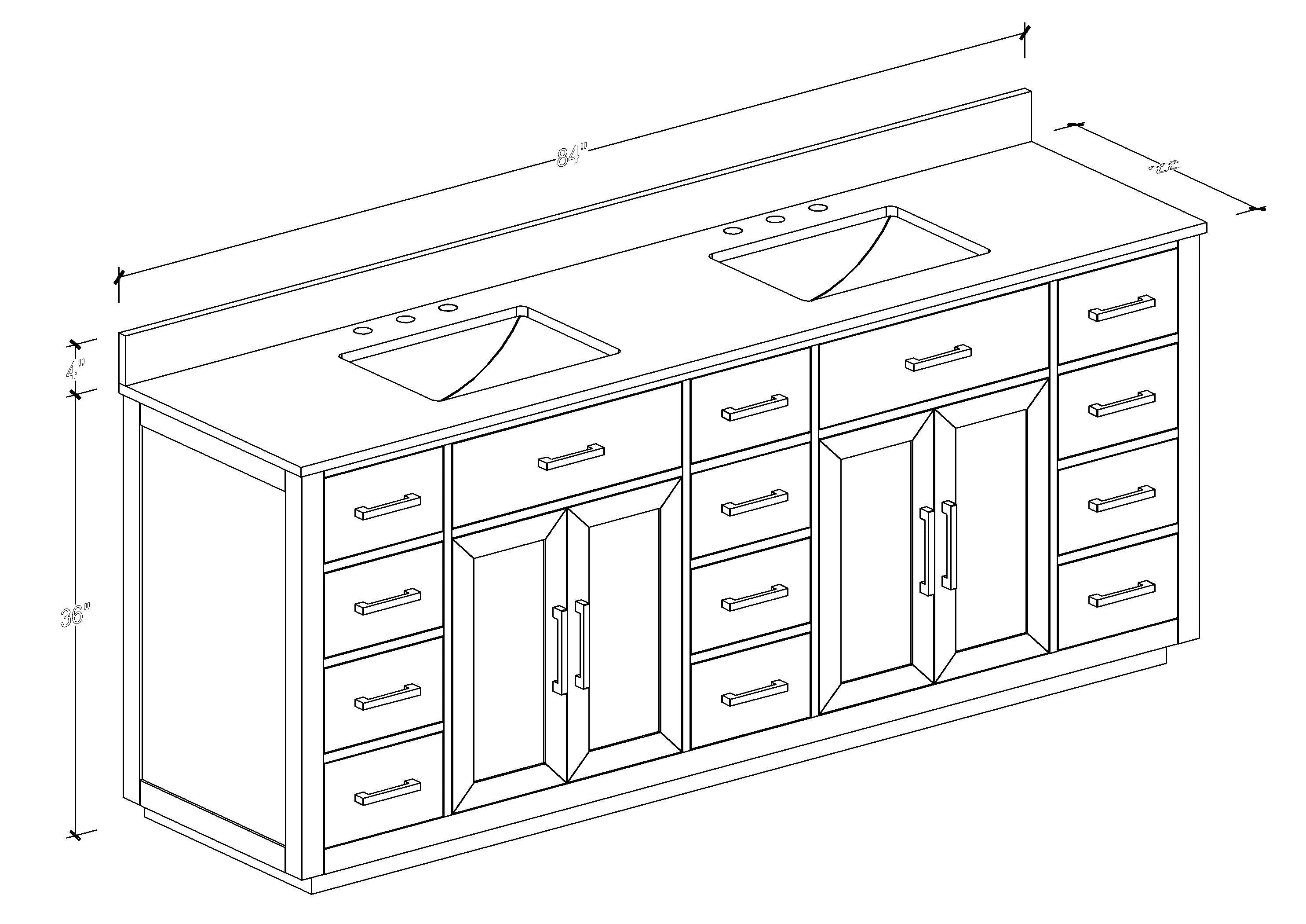 84" Bathroom Vanity with Double Sink, Modern Bathroom Vanity Set with Soft-Close Cabinet and 9 Drawers, Solid Wood Bathroom Storage Cabinet with Countertop and Backsplash, Milk Oak