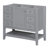 36" Bathroom Vanity without Sink, Cabinet Base Only, One Cabinet and three Drawers, Grey