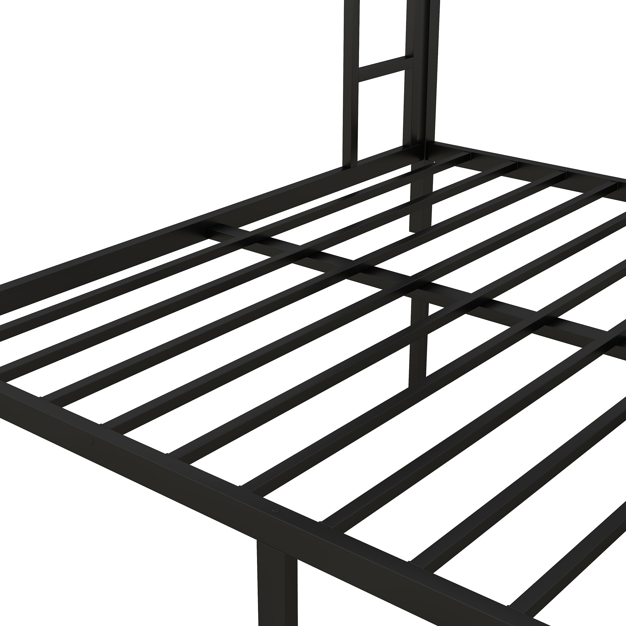 Metal Full XL over King Bunk Bed for Teens and Adults,Space-Saving/Noise Reduced/No Box Spring Needed, Black