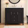 36 in. modern single-sink bathroom vanity with white top, front view