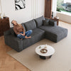 Dark grey 95-inch U-shaped corduroy sectional sofa, full front view