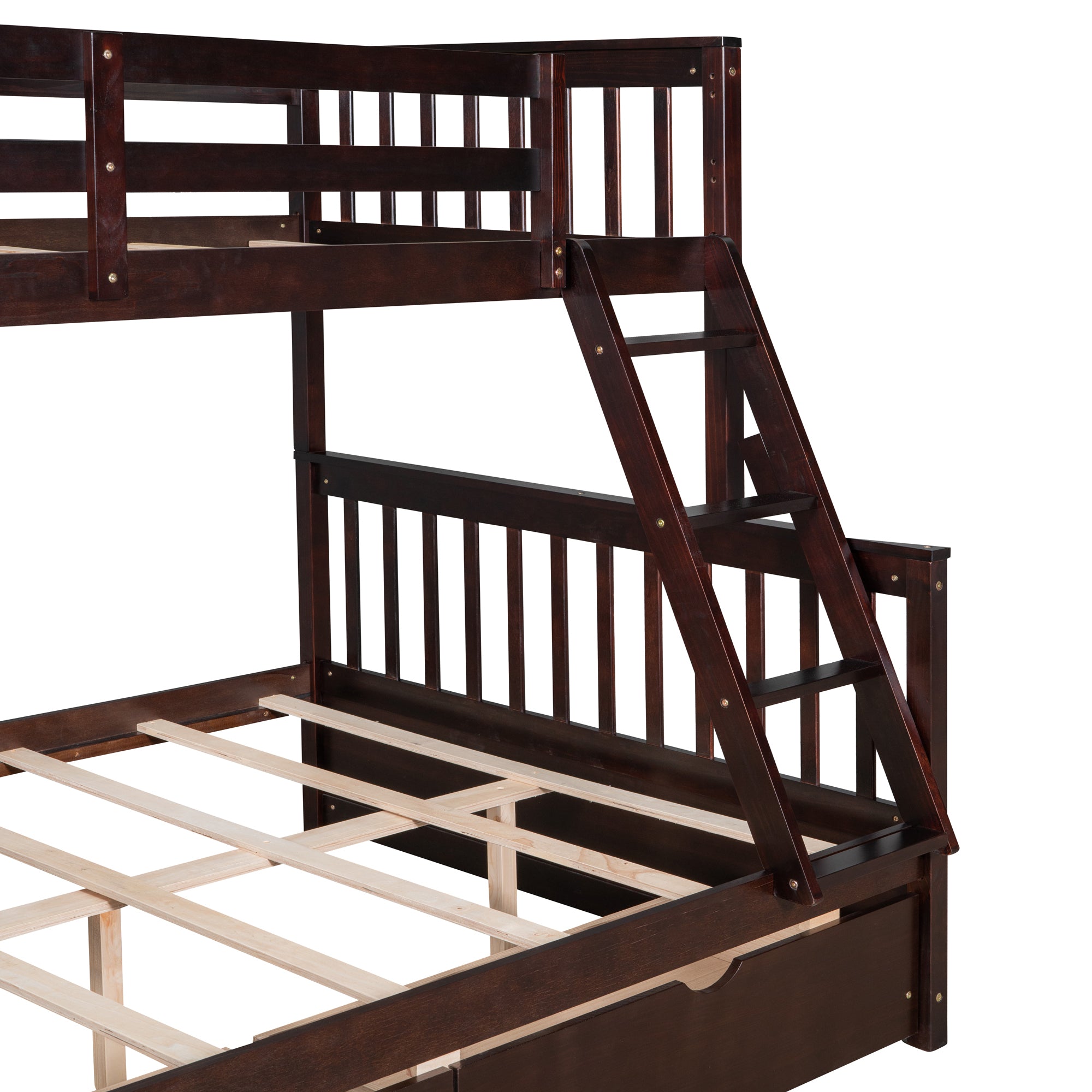 Twin-Over-Full Bunk Bed with Ladders and Two Storage Drawers(Espresso)(old sku:LT000165AAP)