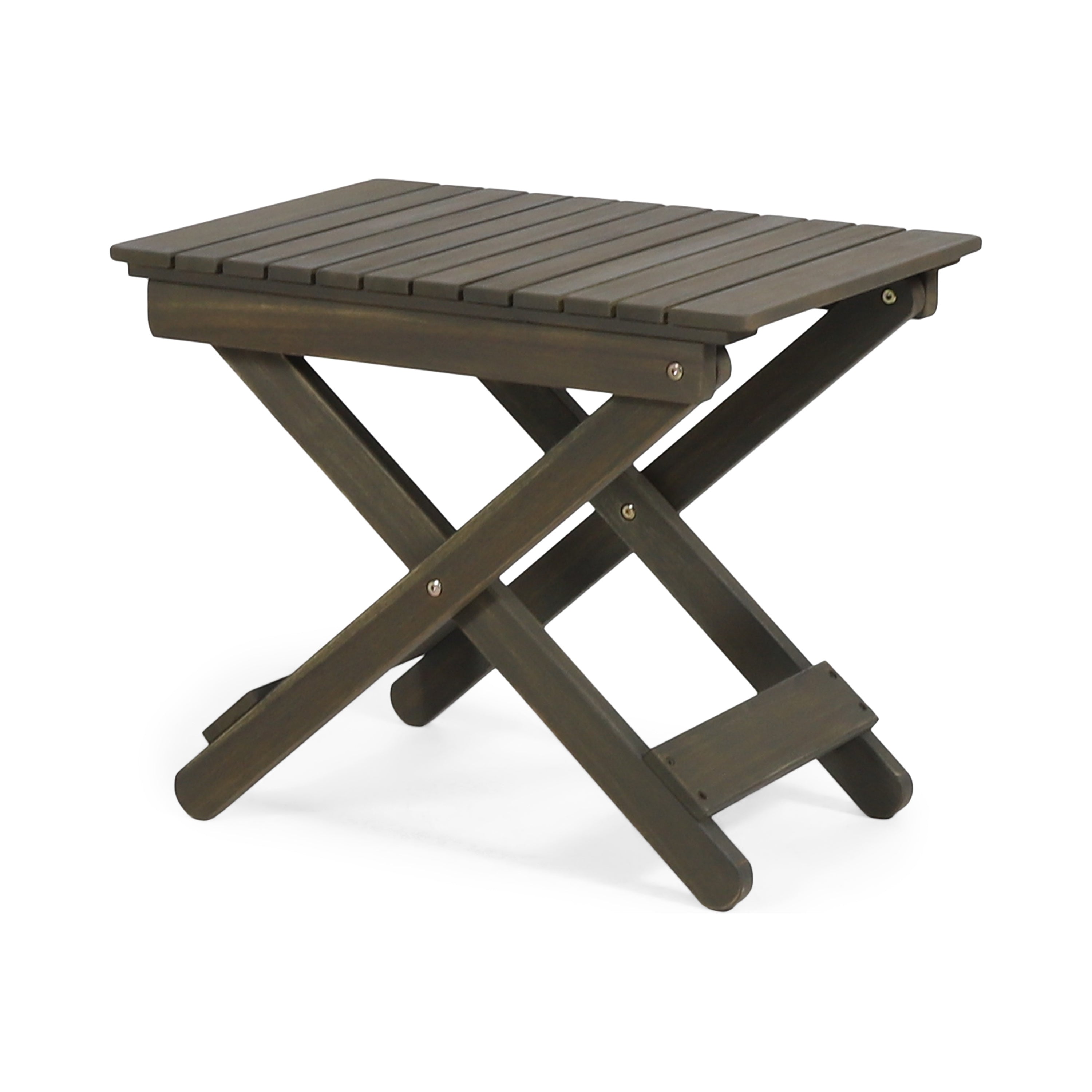 Outdoor Folding Wooden Side Table, Gray, 15"D x 22.75"W x 18.25"H