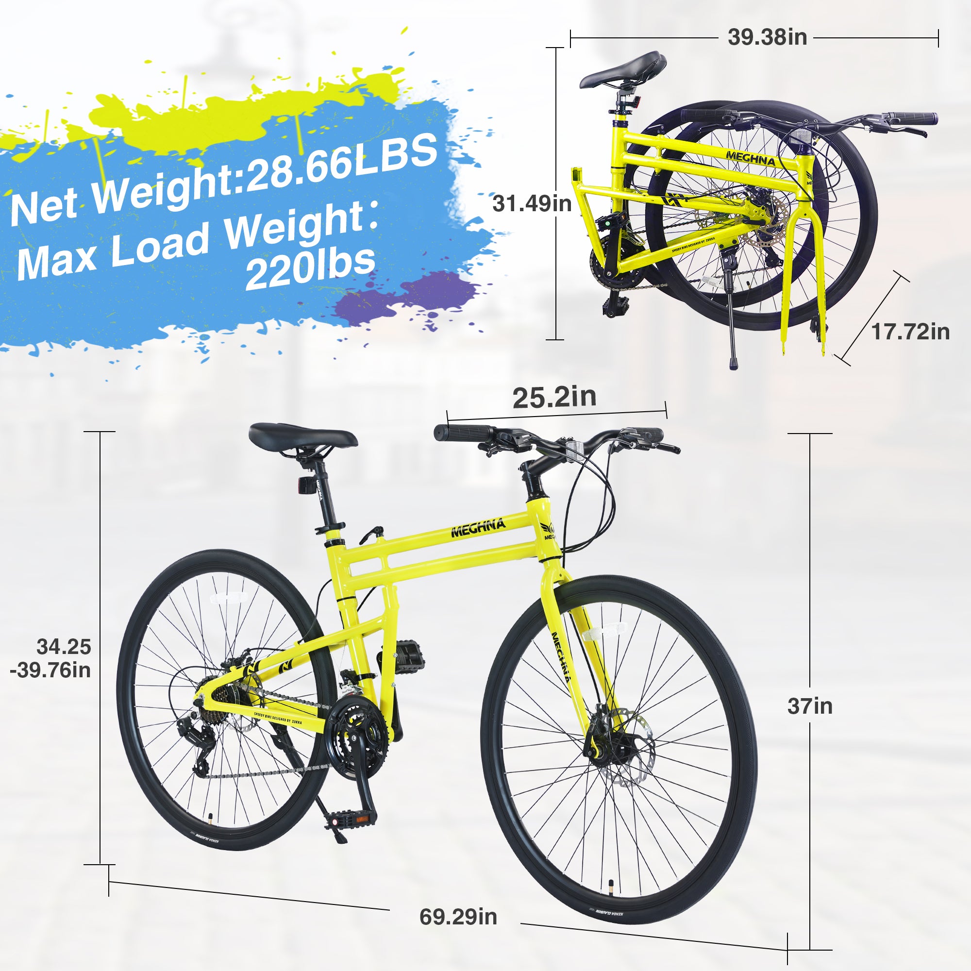 21 Speed Folding Hybrid bike Disc Brake 700C Road Bike For men women's City Bicycle