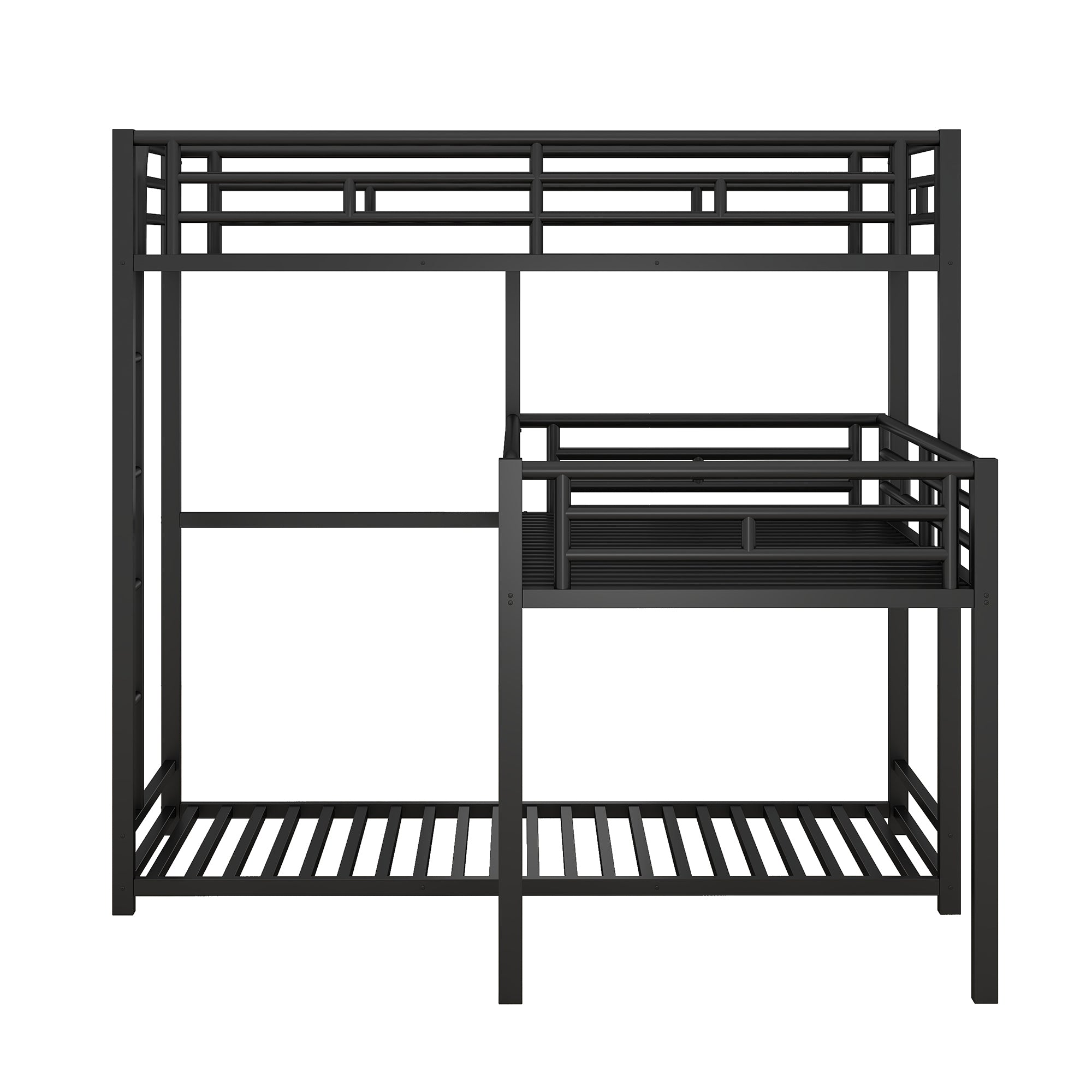 L-shaped Metal Triple Twin Size Bunk Bed, Black(OLD SKU:SM000605AAB)