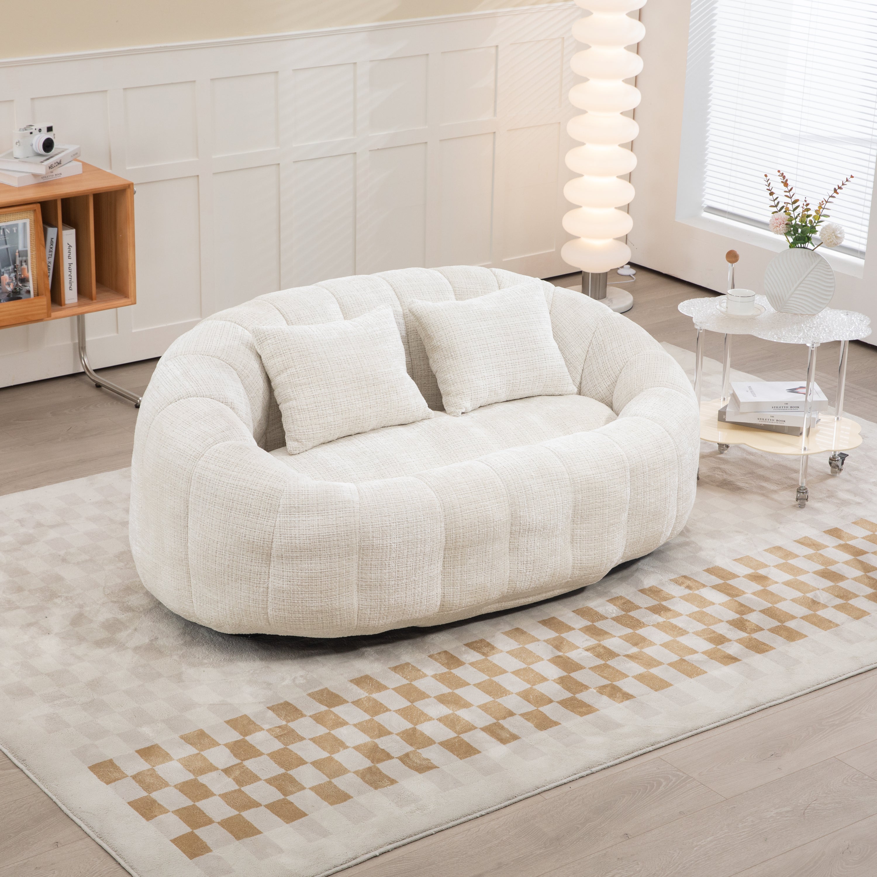 COOLMORE Bean Bag sofa Lazy Sofa Durable Comfort Lounger High Back Bean Bag Chair Couch for Adults and Kids, Indoor & Outdoor, Accent Floor Soft Lounge Chair  (Beige chenille)