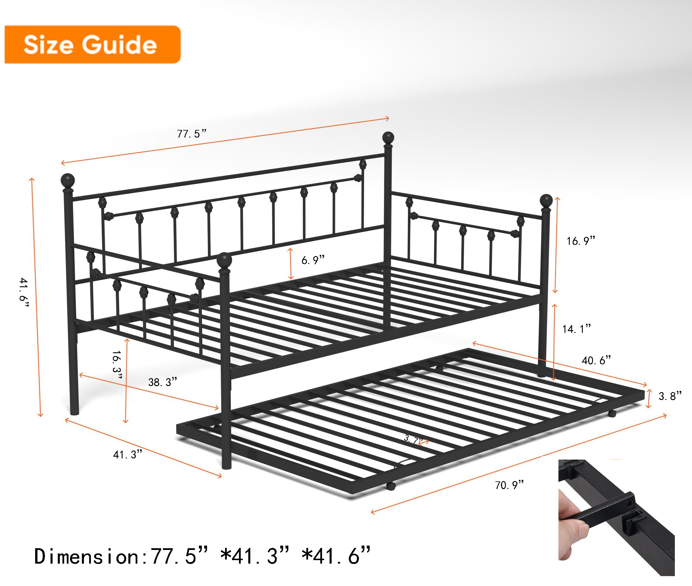 Metal Daybed with Twin size TrundleT