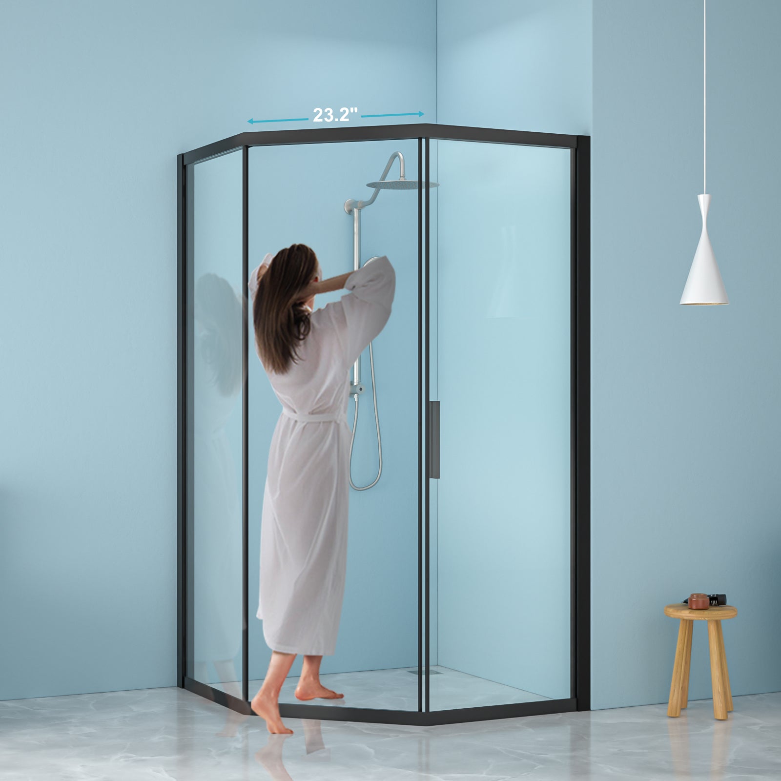42 x 76 in Diamond Corner Shower Door - 42 x 76 in / Matte Black view 4