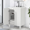 24" Bathroom Vanity with Sink, Bathroom Vanity Cabinet with Two Doors, Adjustable Shelves, Solid Wood and MDF, White