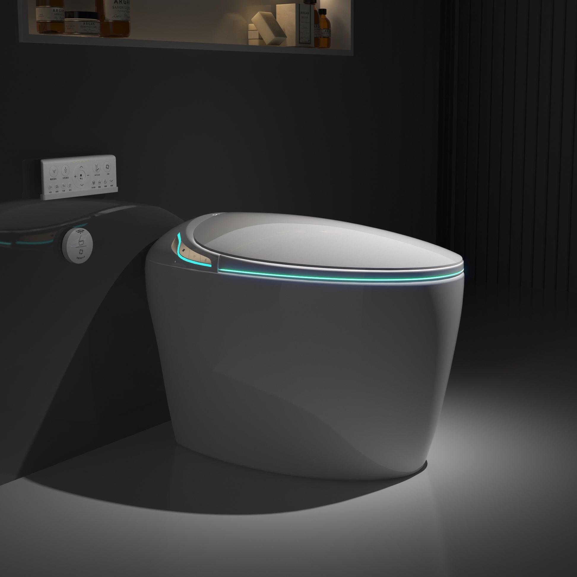 Unique Smart Toilet with Bidet Built In, Intelligent One Piece Toilet For Modern Bathroom, Auto Open/Close Seat, Foot Sensor, LED Display,Night Light, Warm Water & Dryer,White