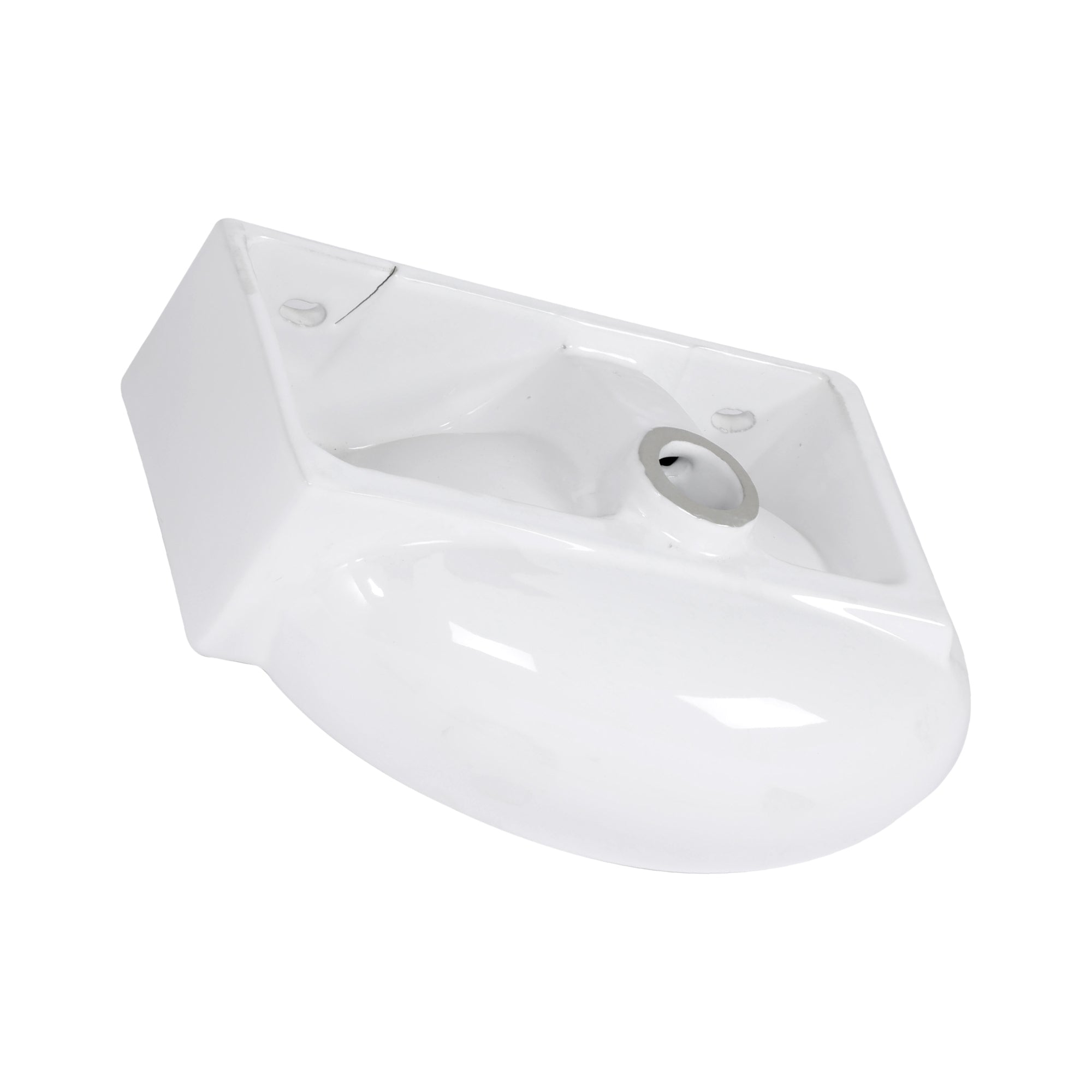 16x11 Inch White Ceramic Rectangle Wall Mount Bathroom Sink with Single Faucet Hole