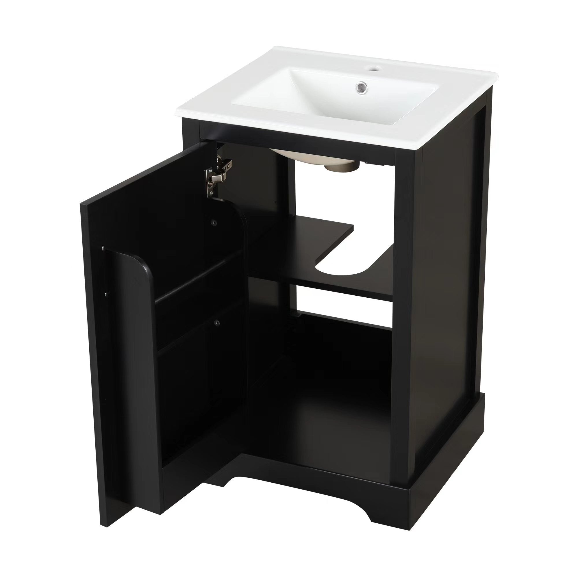 20" Bathroom Vanity with Sink, Bathroom Cabinet with Soft Closing Door, Storage Rack and Adjustable Shelve, Black