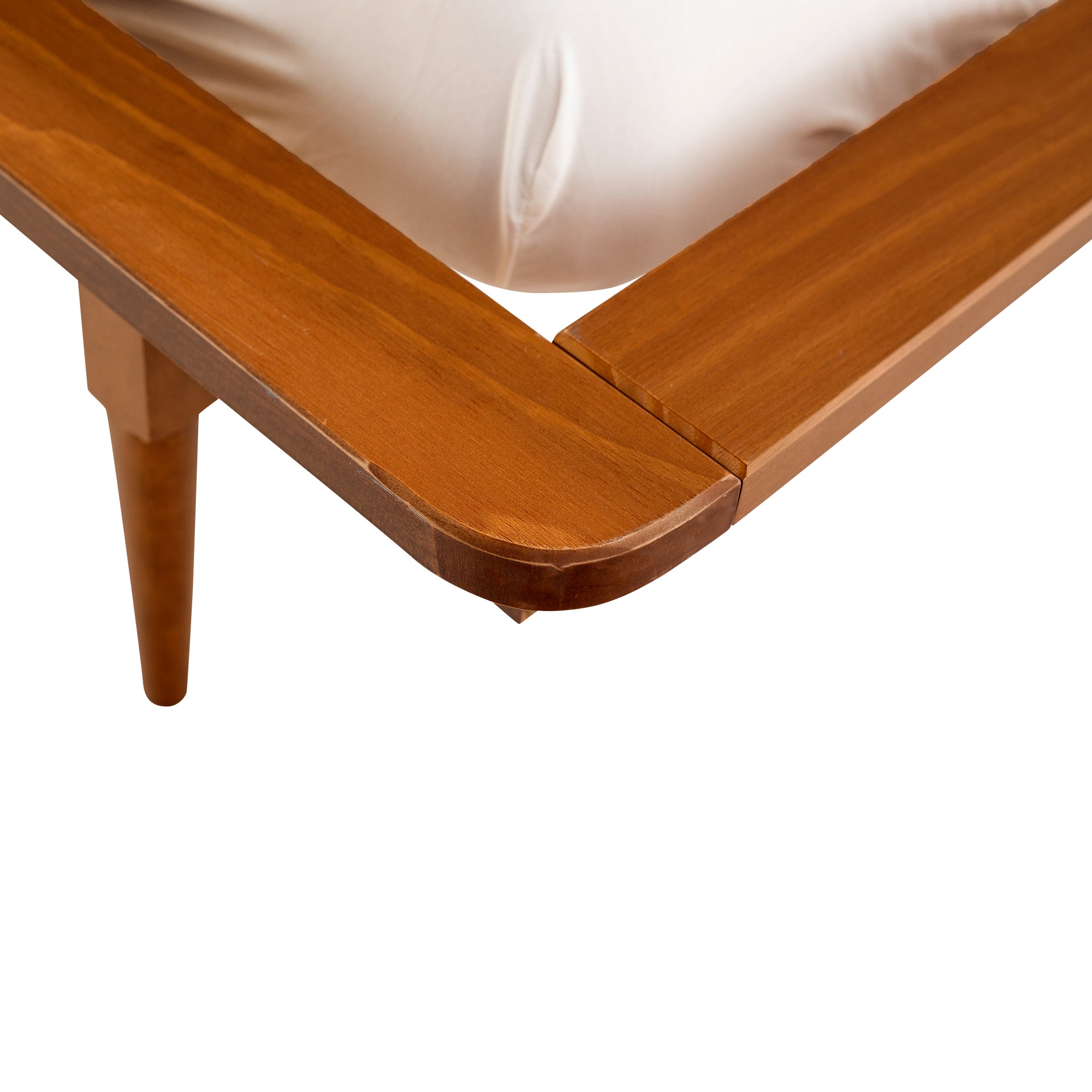 Mid-Century Modern Solid Wood Queen Platform Bed Frame with Spindle Headboard - Caramel