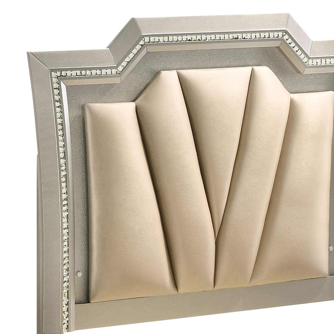 Beige and Champagne Storage Bed with LED Lighting