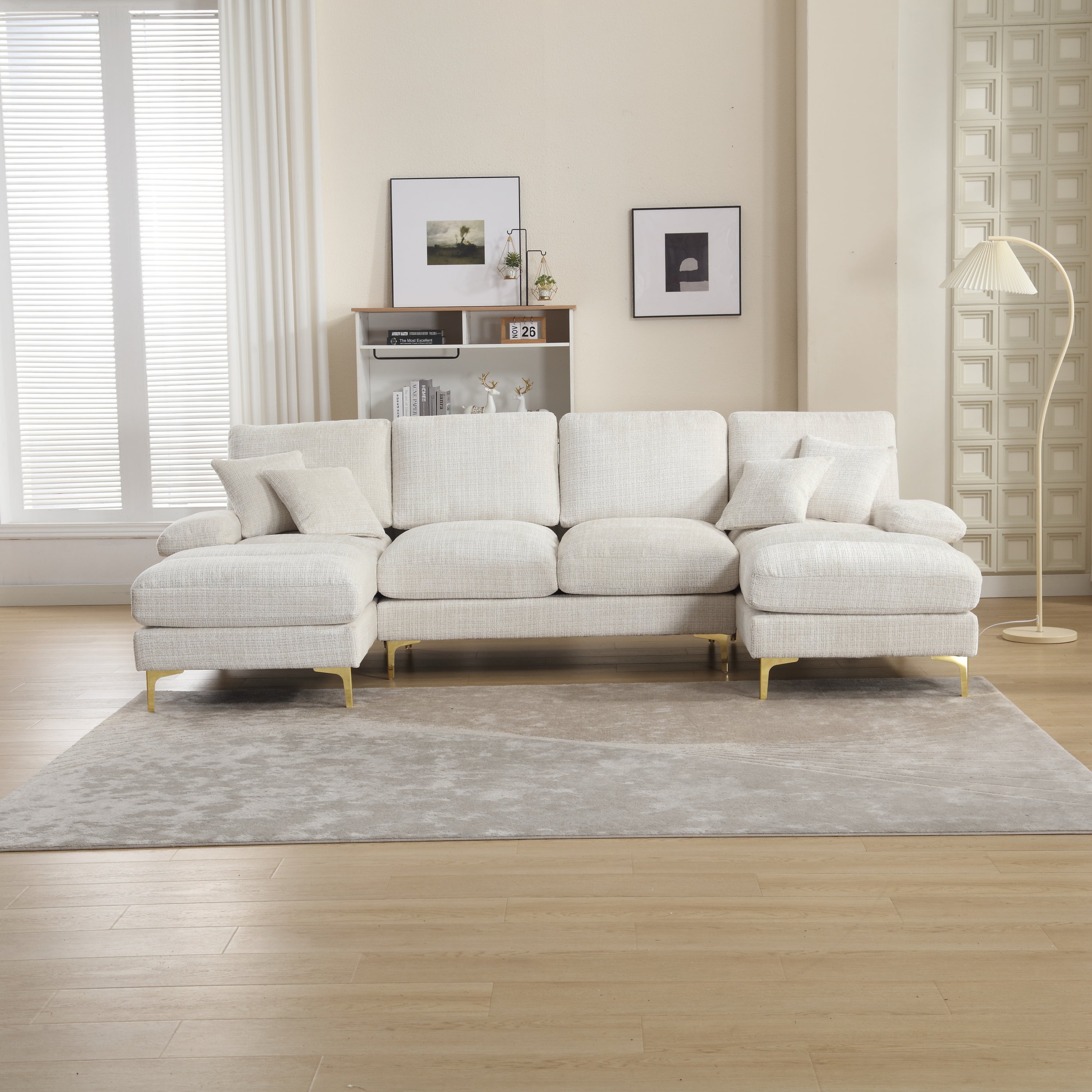 UNITED Modern Large chenille Fabric U-Shape Sectional Sofa