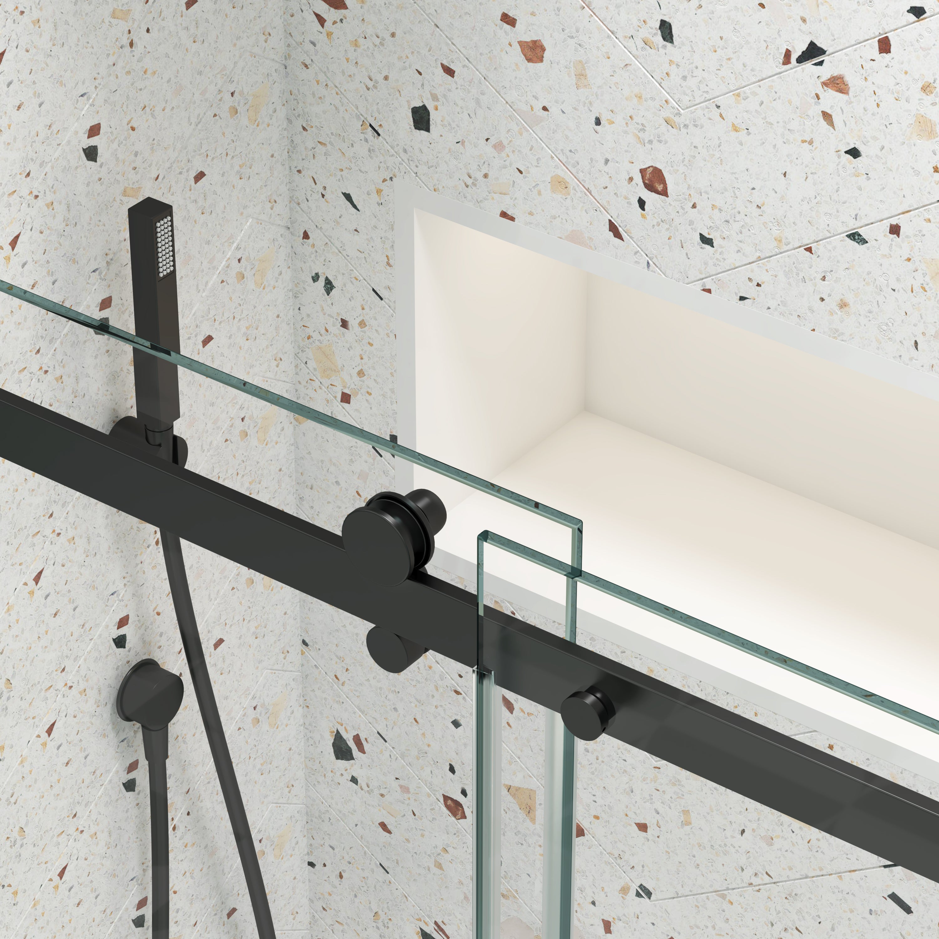 60"W x 58"H Bathtub shower door, sliding door, with 5/16" tempered glass and Matted black finish 6058