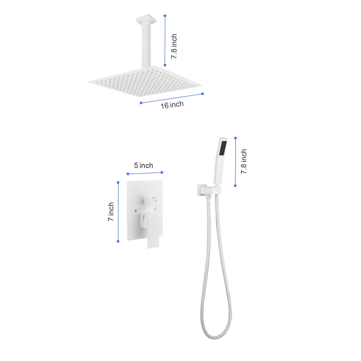 16" Shower Head System Ceiling Mounted Shower