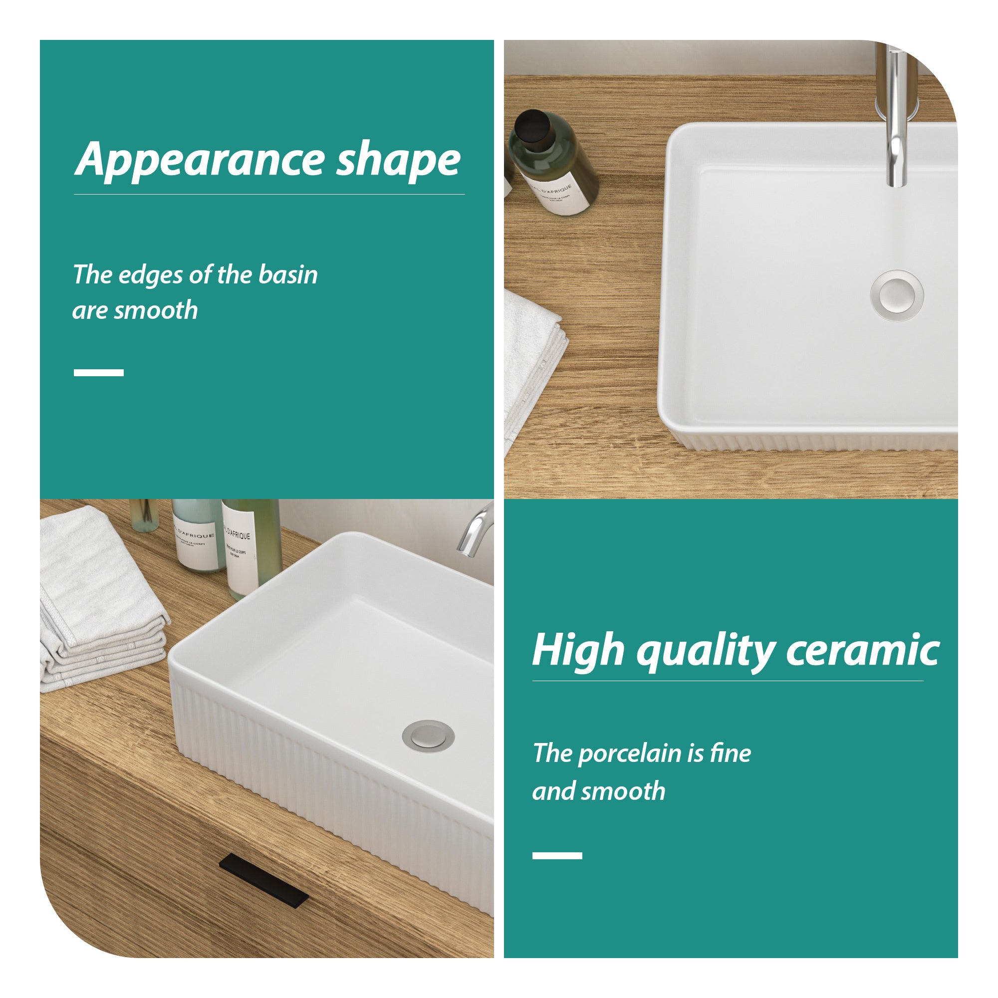 19.63"x13.69" White Ceramic Rectangular Vessel Bathroom Sink