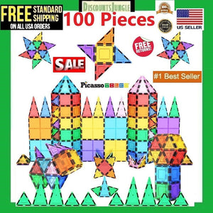 100 Piece Magnetic Magnet Building Blocks Tiles Set Picasso PT100 Tiles 3D Color