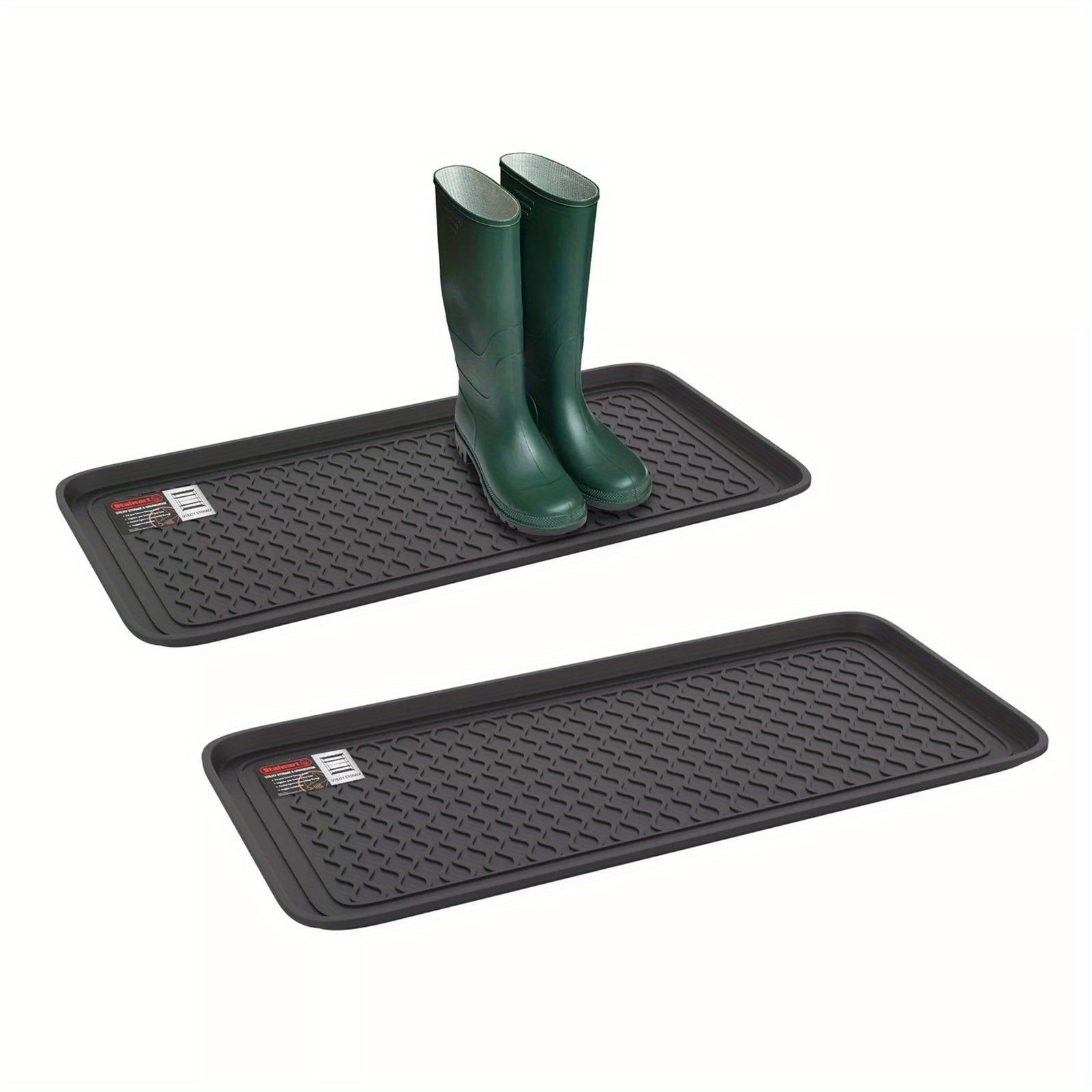 All-Weather Boot Tray Set of 2 | Large Water-Resistant Plastic Utility Shoe Mat