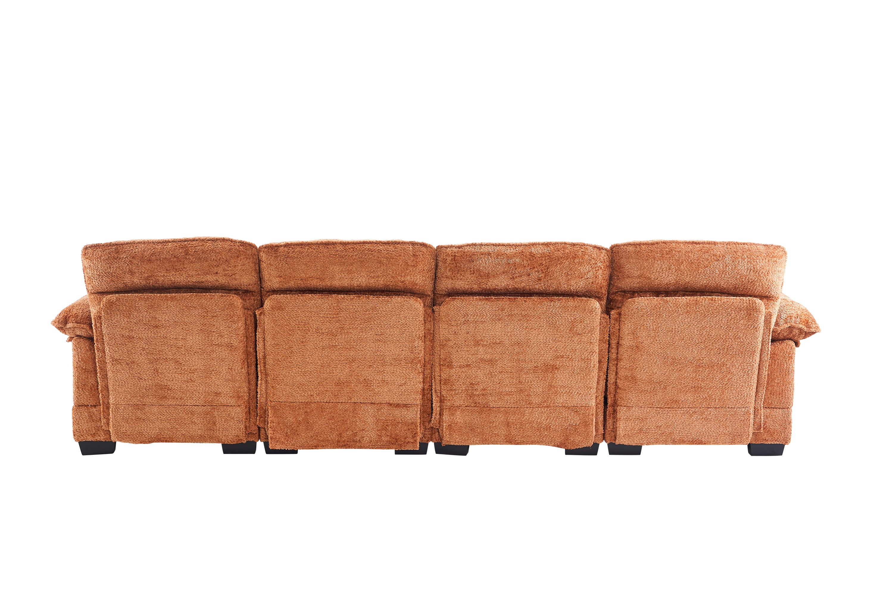 U-shaped profile sofa, including two single seats and two chaise, modular sofa, Chenille sofa,Orange