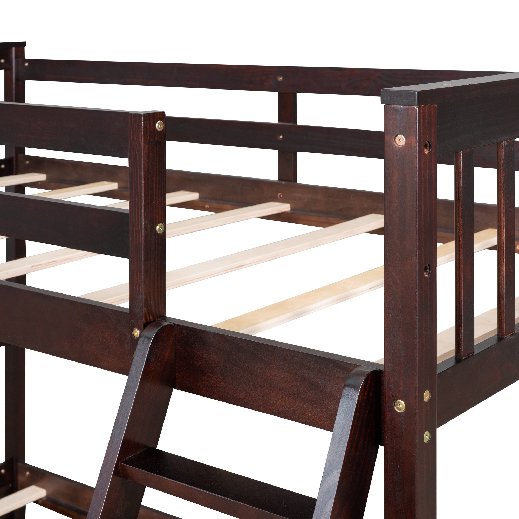 Twin-Over-Full Bunk Bed with Ladders and Two Storage Drawers(Espresso)(old sku:LT000165AAP)