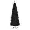 HOMCOM 7ft Pencil Christmas Tree, Unlit Artificial Christmas Tree Slim Douglas Fir Xmas Tree with Realistic Branches, Halloween Tree with 818 Tips, Black