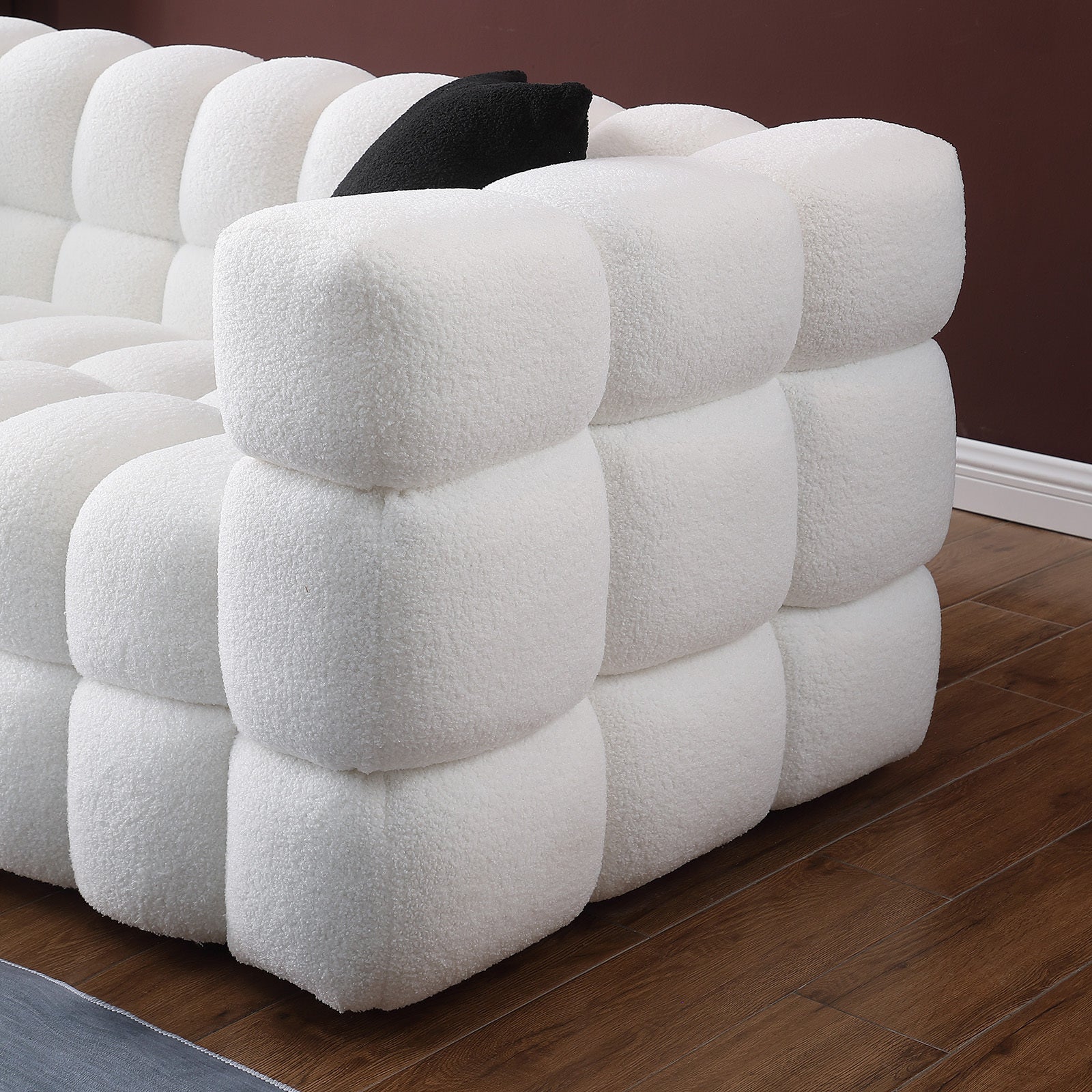 62.2length ,35.83" deepth ,human body structure for USA people,  marshmallow sofa,boucle sofa ,White color, 2  seater