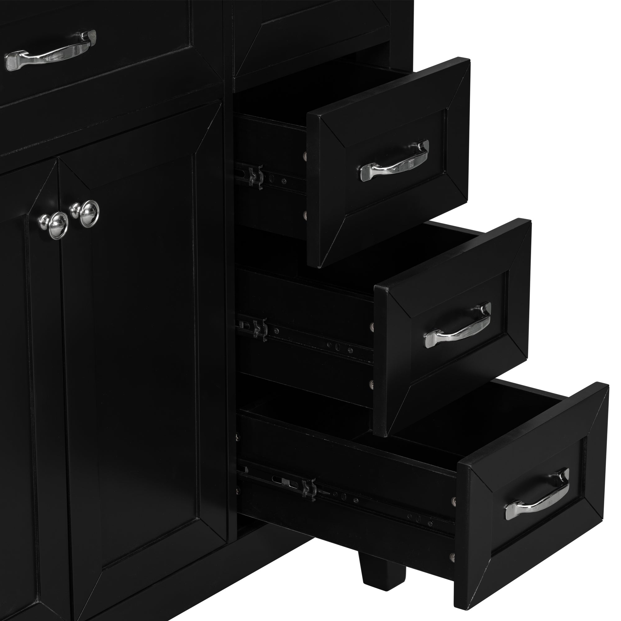 36" Bathroom Vanity without Sink, Cabinet Base Only, Bathroom Cabinet with Drawers, Solid Frame and MDF Board, Black