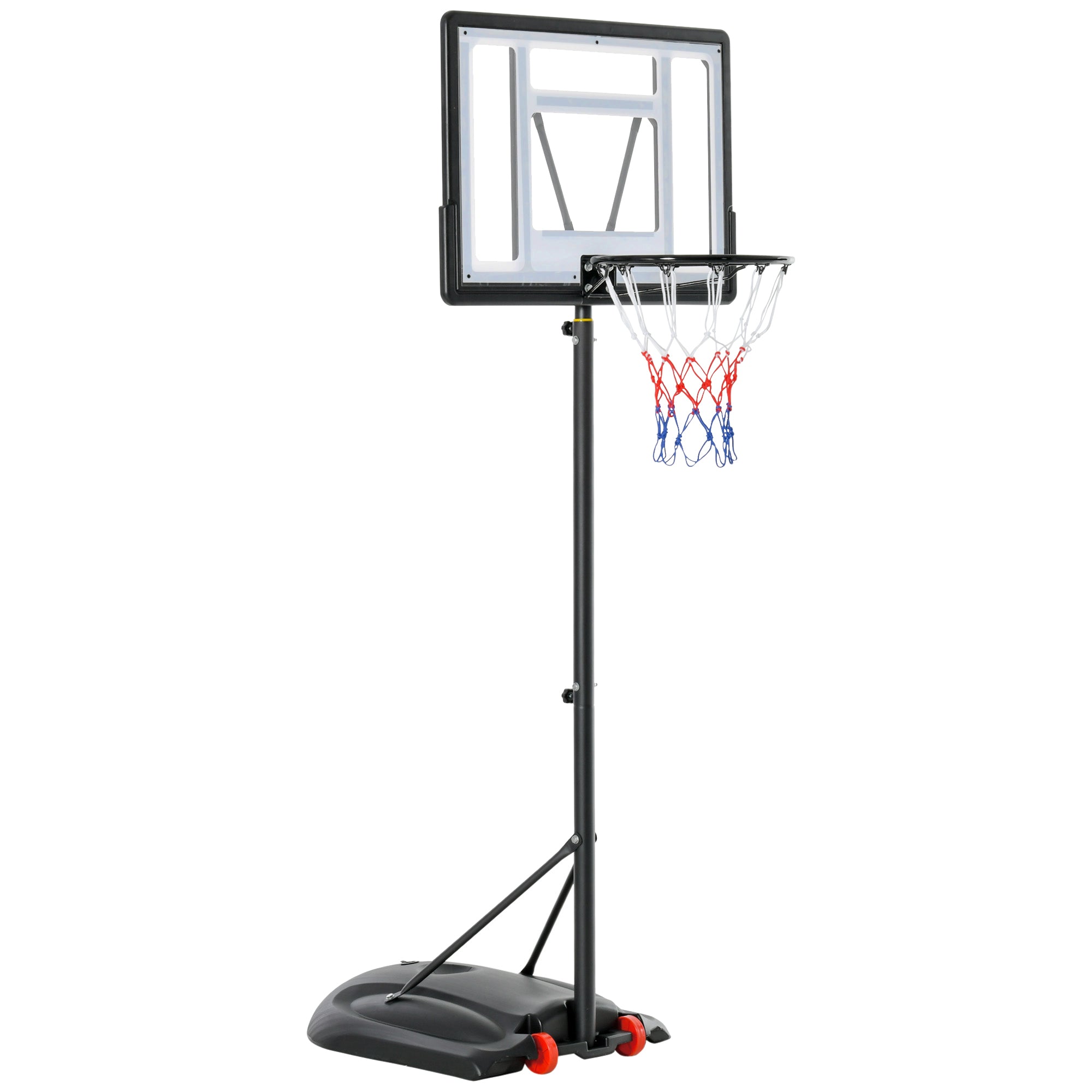 Soozier Basketball Hoop Outdoor, Portable Basketball Goal, 5.5FT-7.5FT Height Adjustable with 33'' Backboard and Wheels for Kids Junior Adults Use