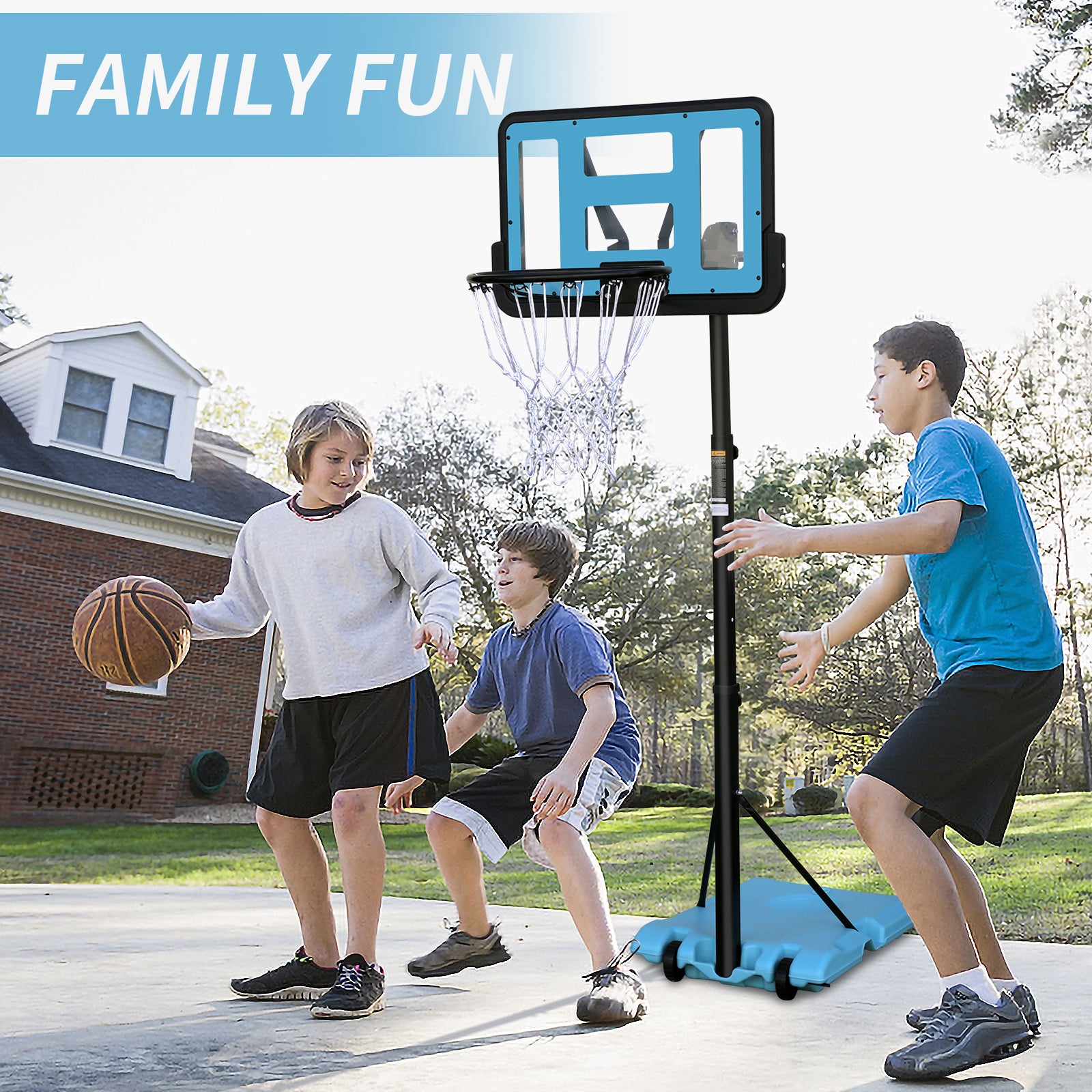 Use for Outdoor Height Adjustable 4.8 to 7.7ft Basketball Hoop 28 Inch Backboard Portable Basketball Goal System with Stable Base and Wheels