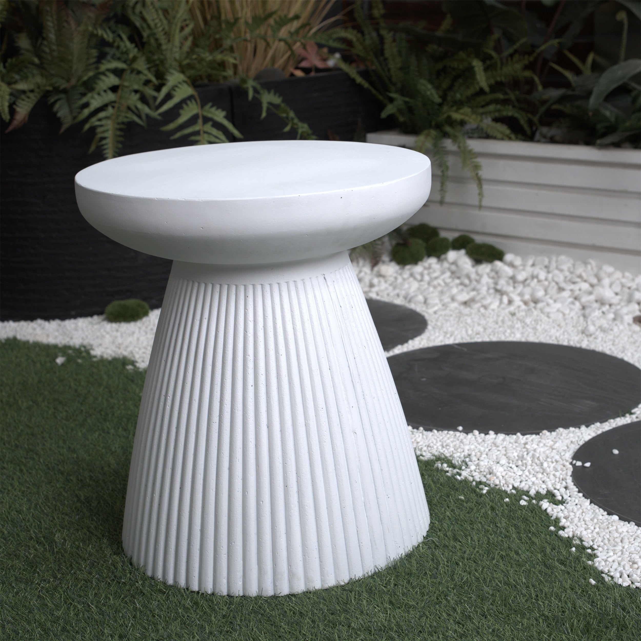 Decorative Garden End Table, 18.1" H Modern Heavy Duty Patio Sturdy Faux Terrazzo Accent Table Side Table Plant Table for Indoor Outdoor