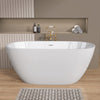 55" Acrylic Freestanding Bathtub Contemporary Soaking White Tub with Overflow and Pop-up Drain Matte White