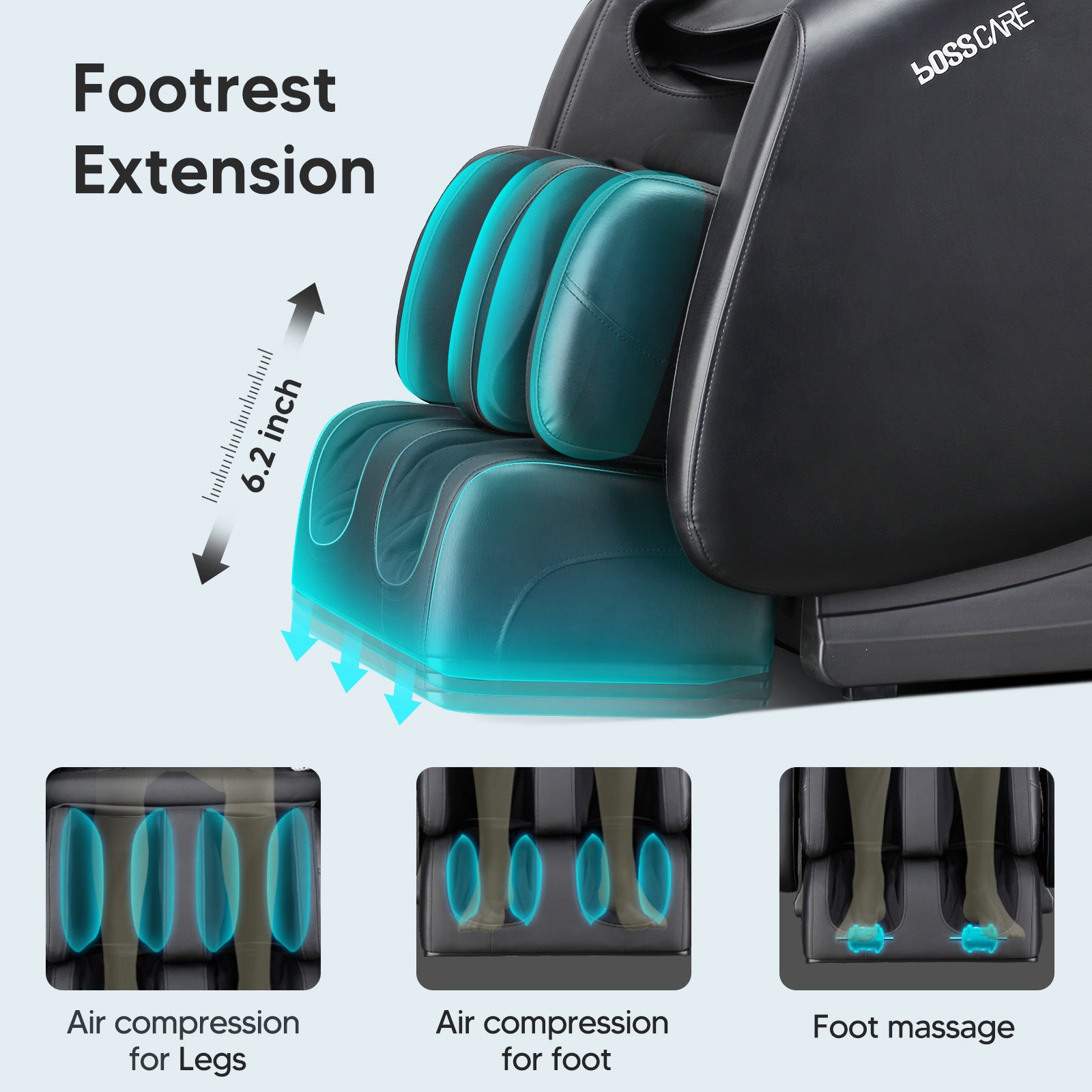 BOSSCARE 2023 New Massage Full Body Chairs with AI Voice, App Control Zero Gravity Shiatsu Recliner Massage Chair Black