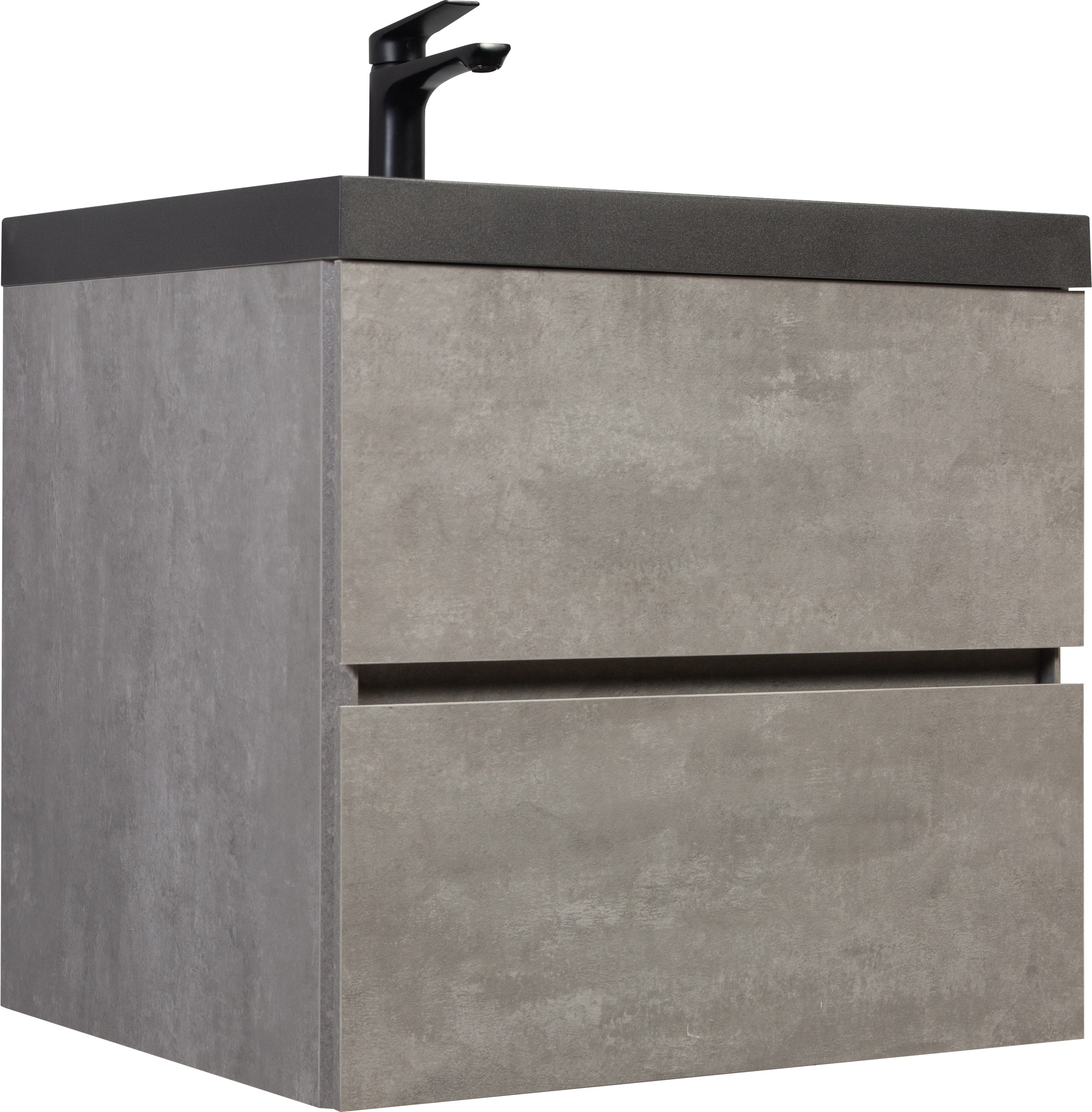 24" Floating Bathroom Vanity with Sink, Modern Wall-Mounted Bathroom Storage Vanity Cabinet with Black Quartz Sand Top Basin and Soft Close Drawers, 24V12-24GR Grey