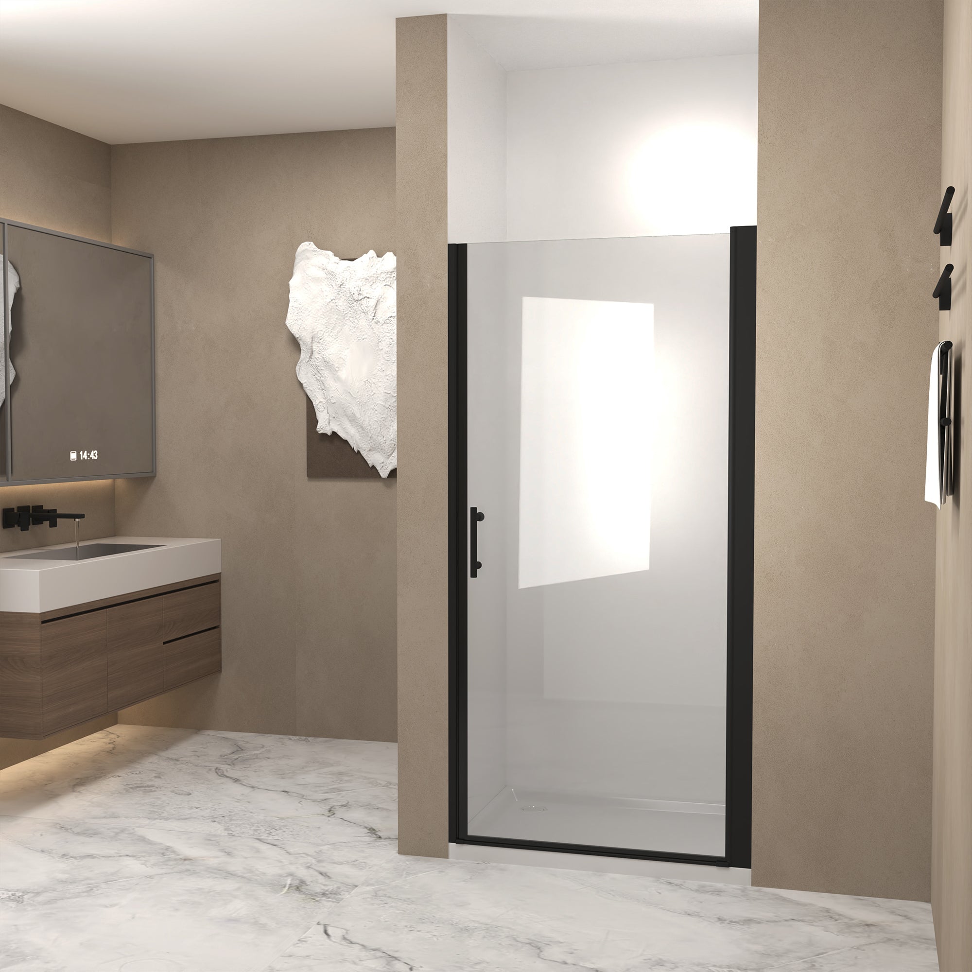 24-37 x 72 in Half-Frame Pivot Shower Door - 24 x 72 in / Matte Black view 2