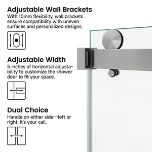 48 x 76 in frameless double sliding shower door detail view 4