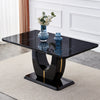 Modern simple and luxurious Black imitation marble grain MDF dining table,rectangular Office table.Computer Table.Game desk .Dining Table.For dining room, living room,  kitchen .63''*37''*30''  F-1280