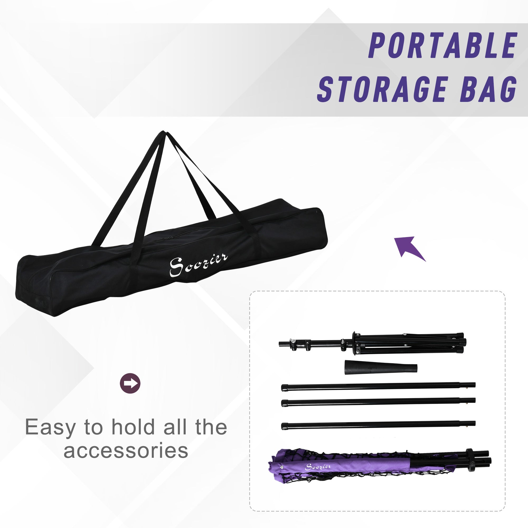 Soozier Baseball Practice Net Set with 7.5x7ft Catcher Net, Ball Caddy and Batting Tee, Portable Baseball Practice Equipment with Carry Bag for Hitting, Pitching, Batting, Catching, Purple