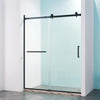 56-60"W x 75"H Semi-Frame Single Sliding Shower Door, 304 Stainless Steel in Matte Black, 5/16" (8mm) Thick SGCC Tempered Clear Glass.