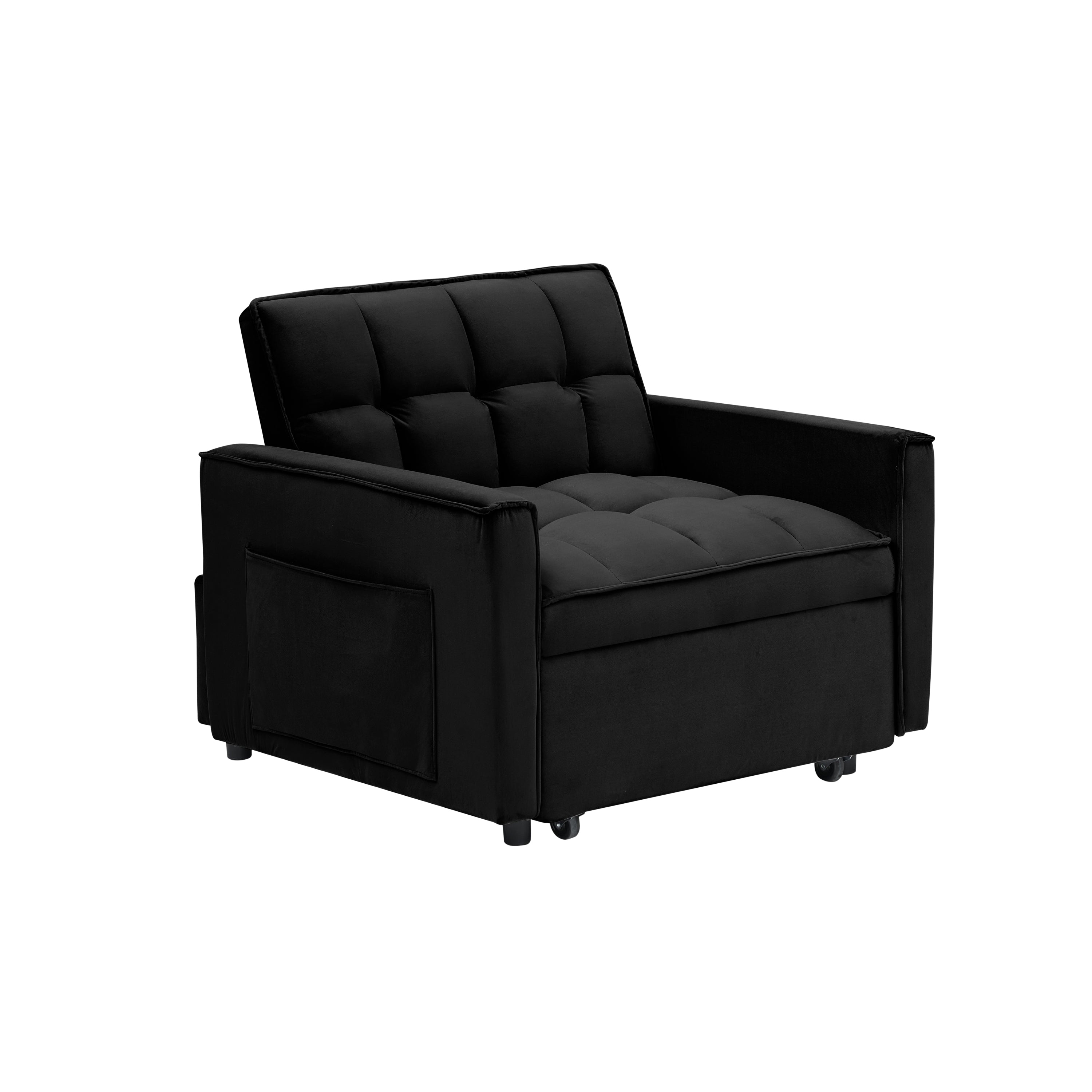 Sofa bed chair 3 in 1 convertible, recliner, single recliner, suitable for small Spaces with adjustable back black