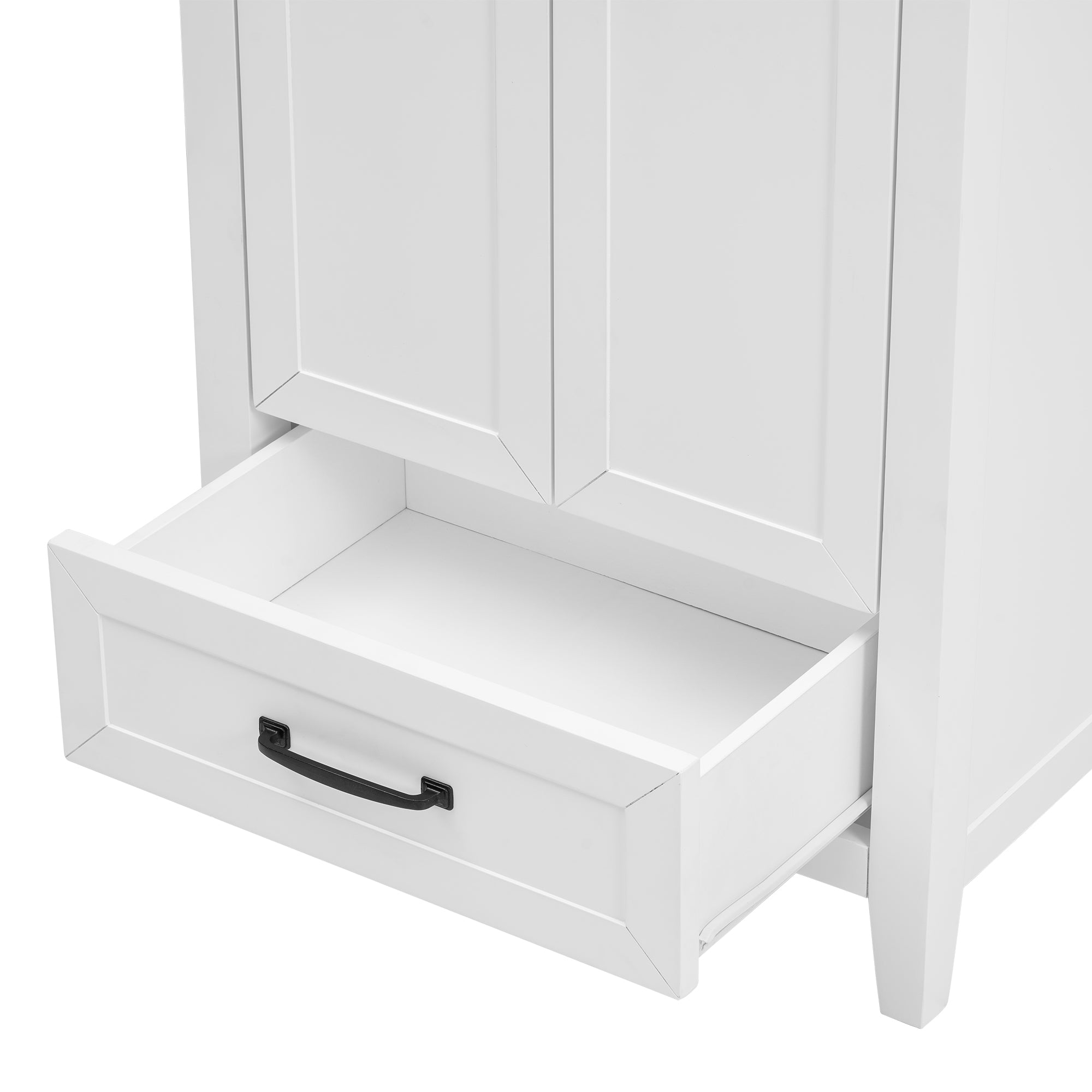 24" Bathroom Vanity with Sink, Bathroom Vanity Cabinet with One Drawer and Doors, Solid Wood and MDF, White