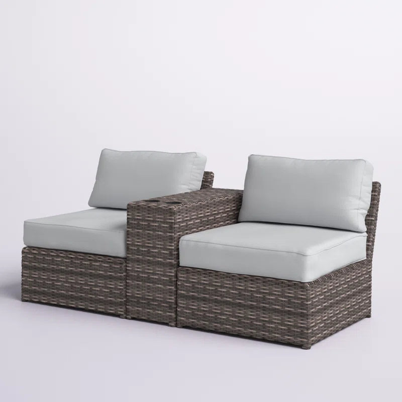 Fully Assembled 2-Person Wicker Seating Set with Cushions