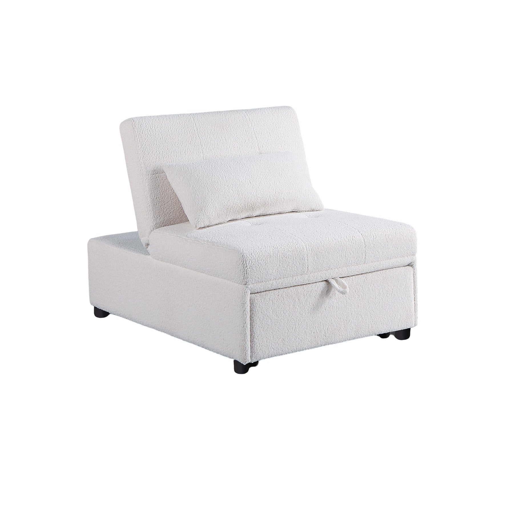 Contemporary White Color Sleeper Sofa Chair Pillow Plush Tufted Seat 1pc Convertible Sofa Sherpa Fabric Couch