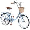 7 Speed City  Bike With  Basket , Steel Frame,Multiple Colors 22 Inch Girls Bicycle