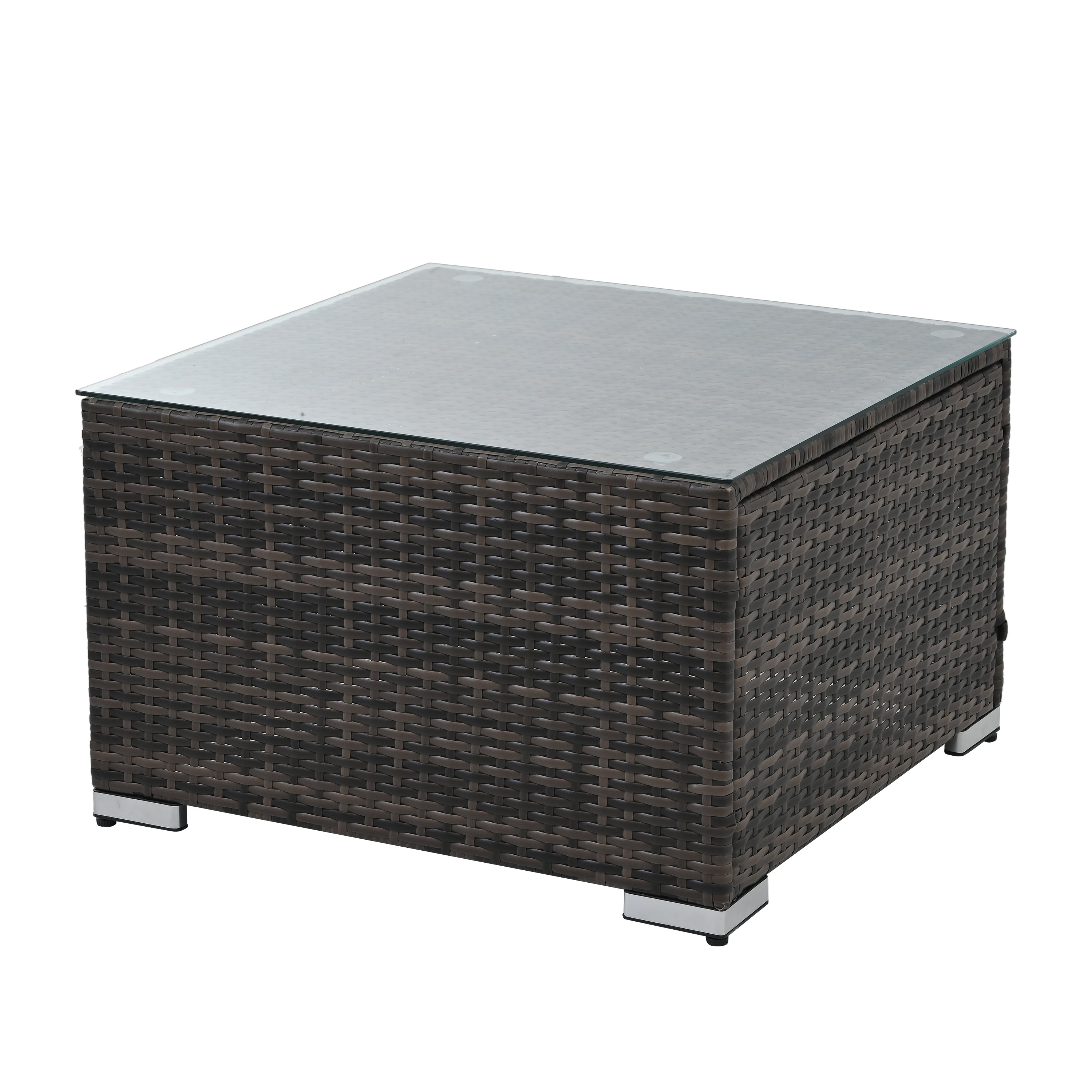 Patio Furniture, Outdoor Furniture, Seasonal PE Wicker Furniture, 4 Set Wicker Furniture With Tempered Glass Coffee Table,