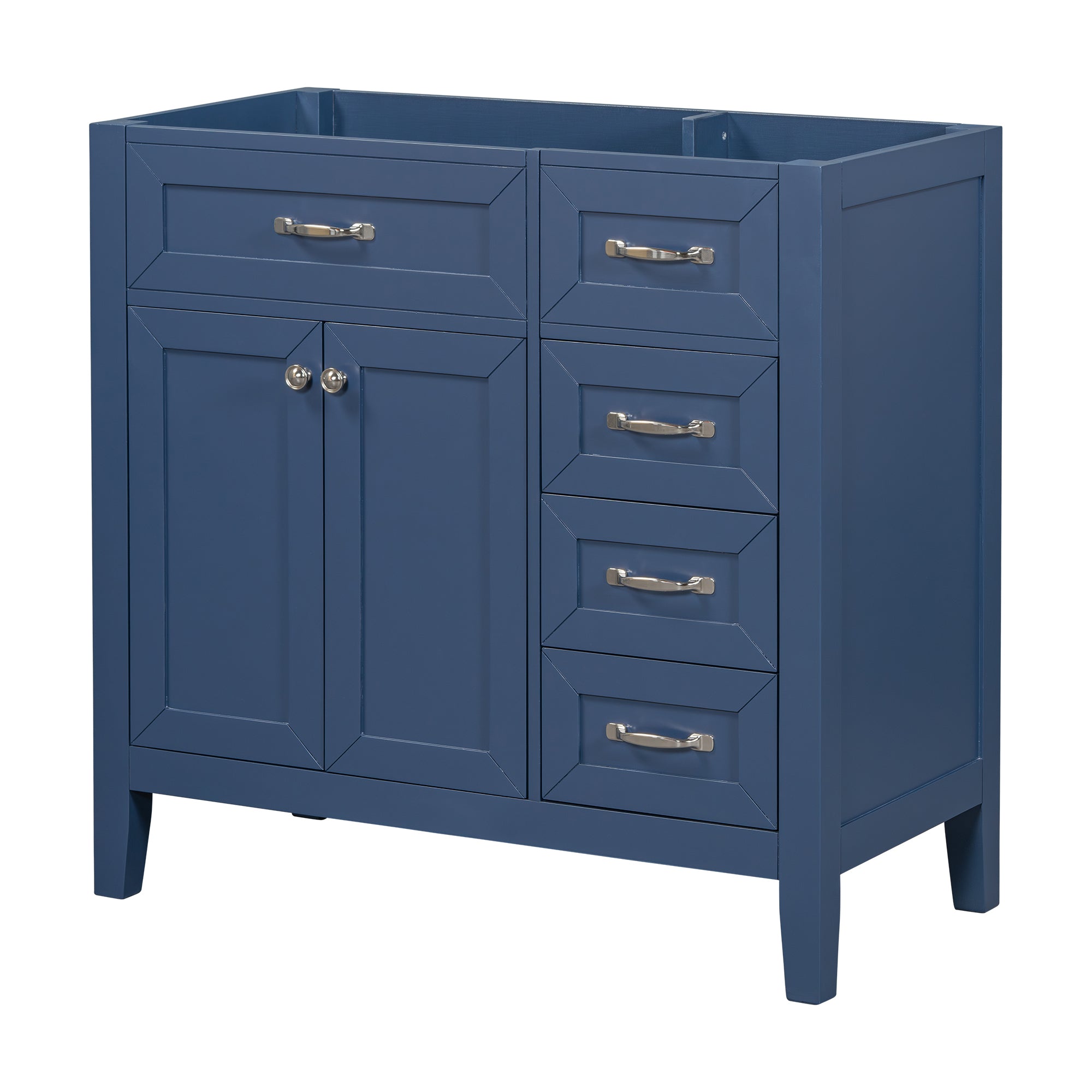 36" Bathroom Vanity without Sink, Cabinet Base Only, Bathroom Cabinet with Drawers, Solid Frame and MDF Board, Blue