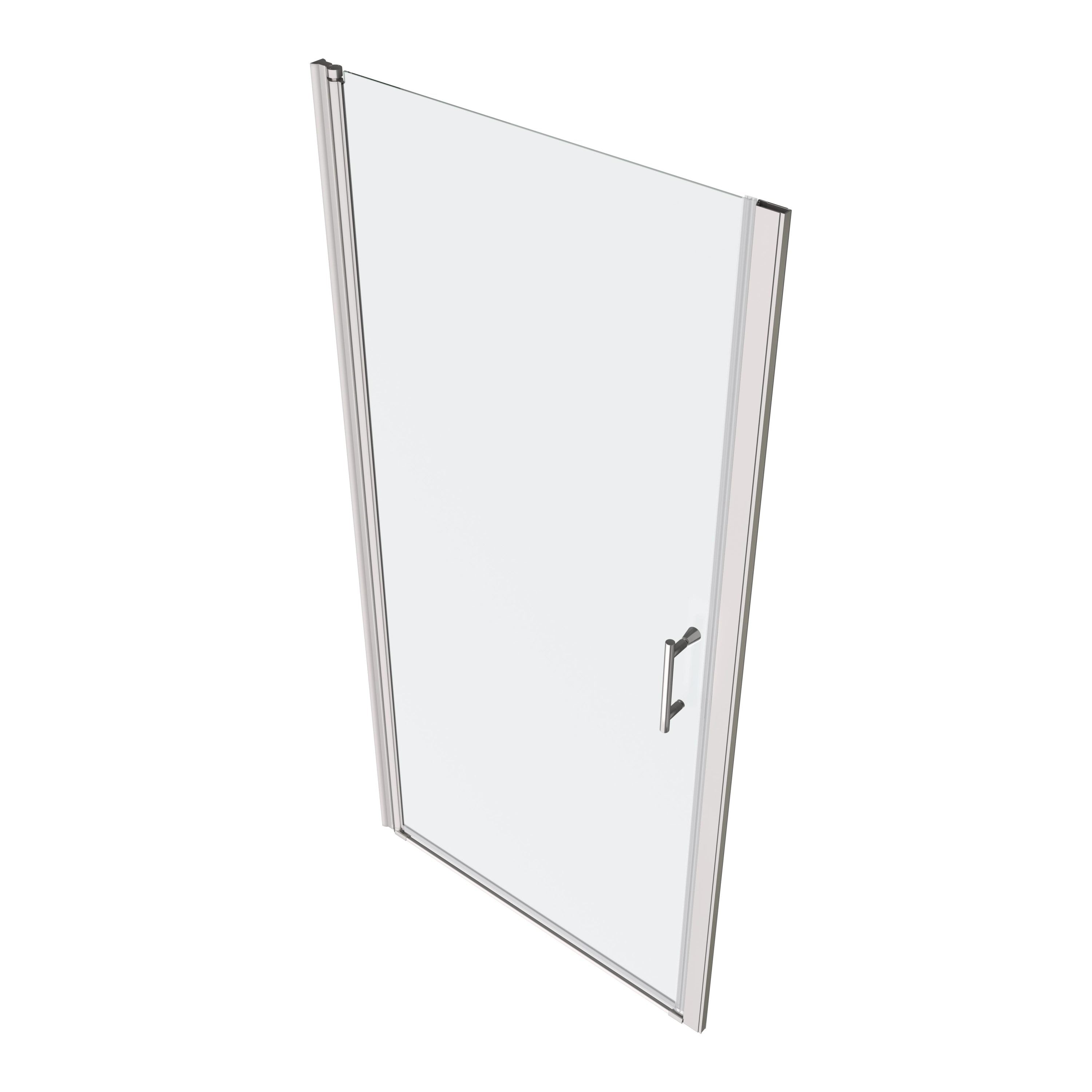 Polished Chrome Pivot Shower Door: 28"W x 72"H, 1/4" Tempered Glass