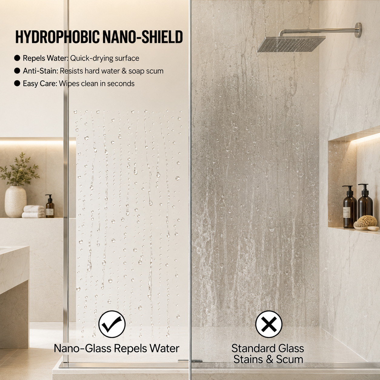 36 x 72 in Neo-Angle Corner Shower Door showing glass door detail