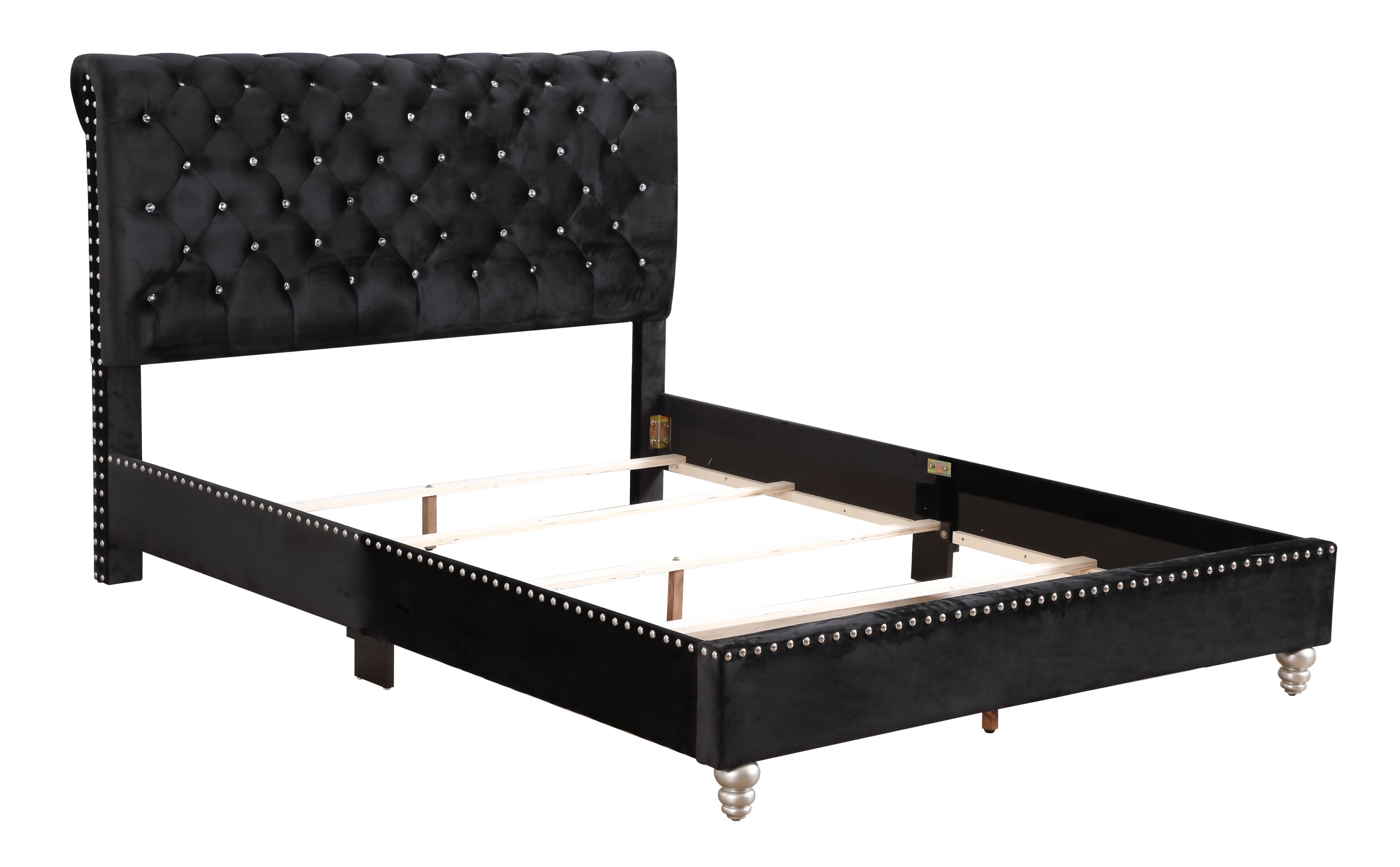 Stylish Black Transitional Upholstered Bed